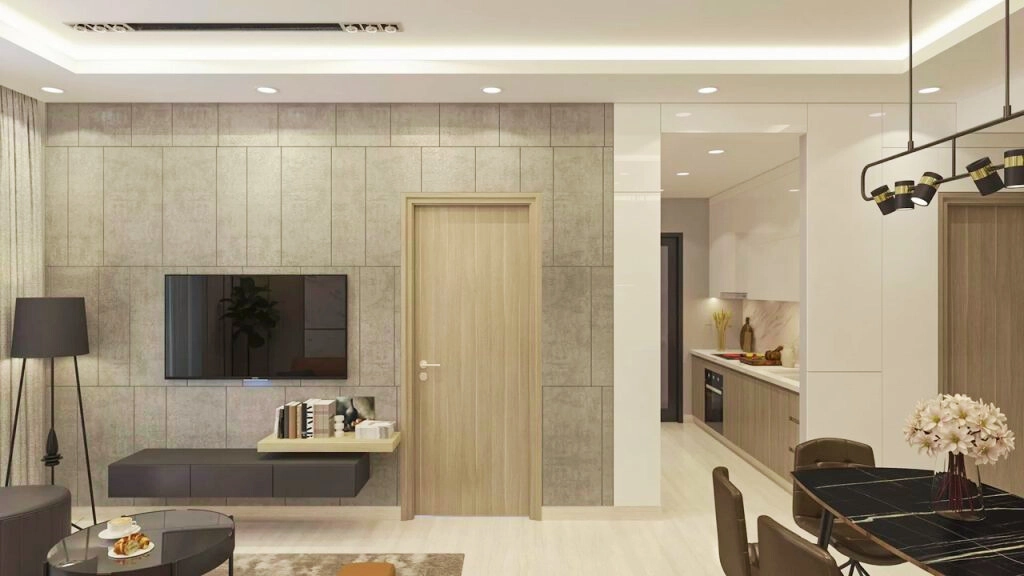 Phối cảnh phòng khách căn hộ A&K Tower 