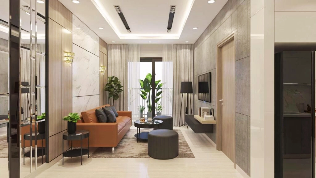 Phối cảnh phòng khách căn hộ A&K Tower 