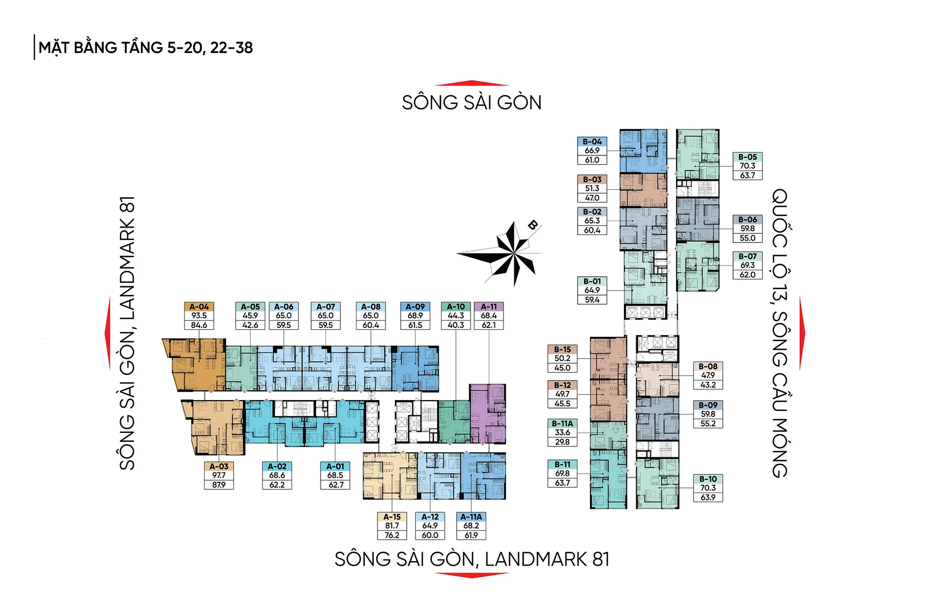 Mặt bằng tầng 5-20 A&T Saigon Riverside 