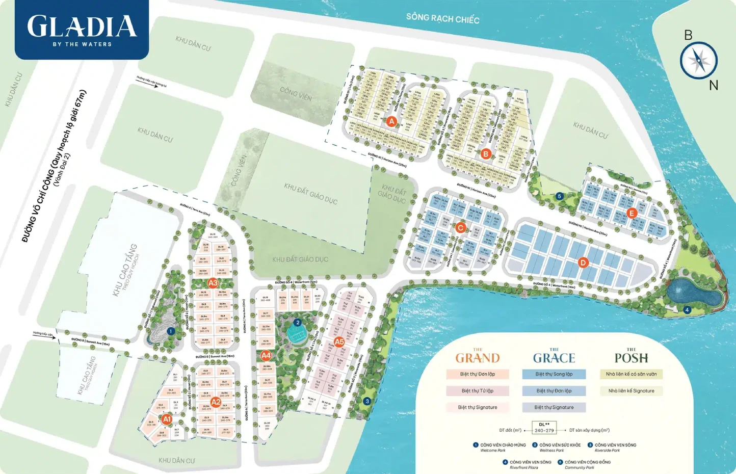 Mặt bằng tổng thể dự án Gladia by the Waters 