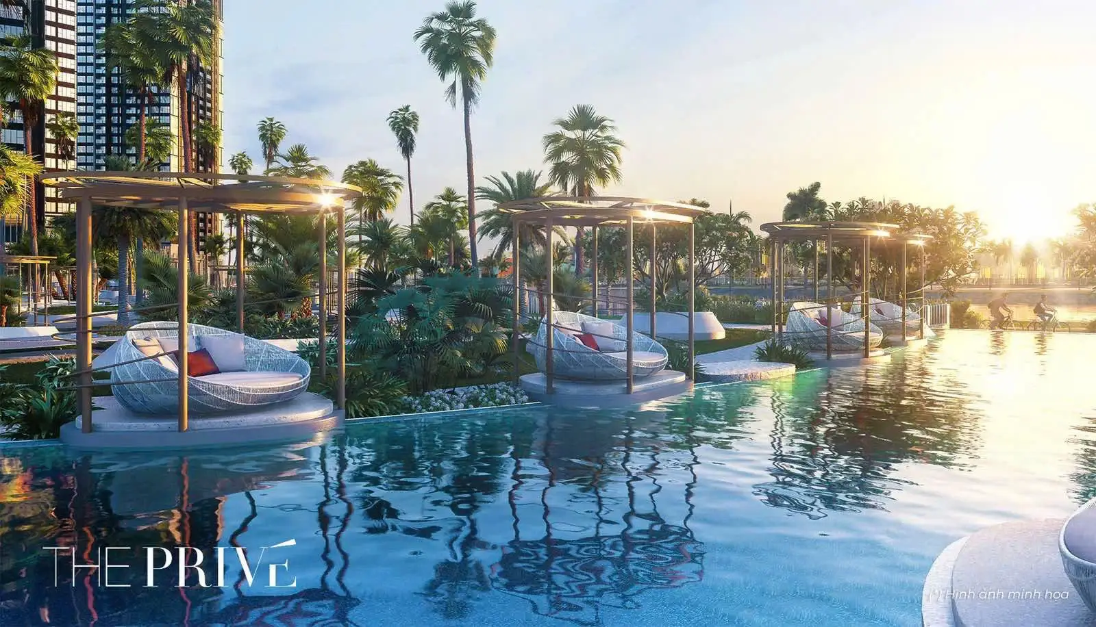 phối cảnh hồ bơi nội khu căn hộ The Privé Đất Xanh